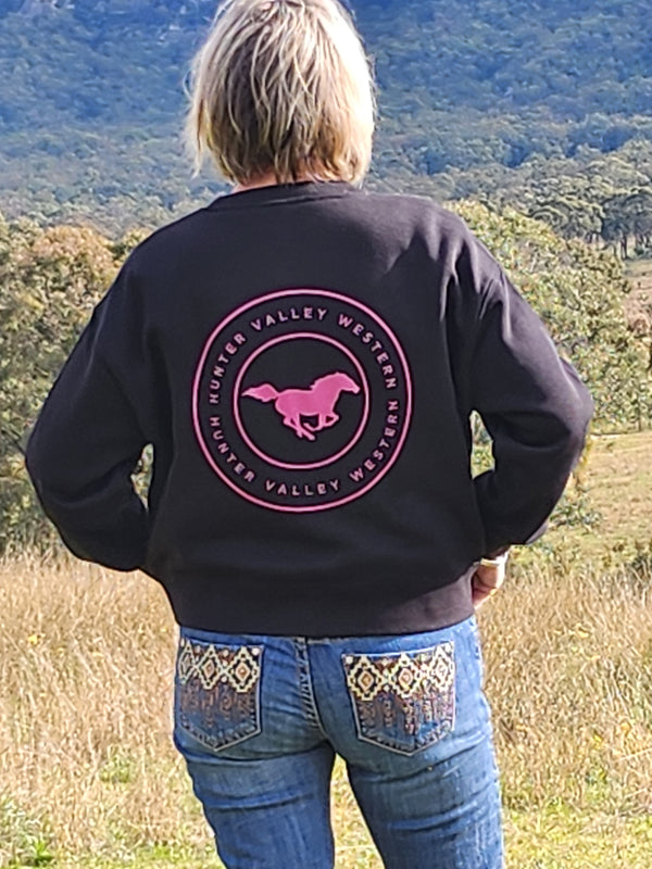 Hunter Valley Western Womens Crew Neck Jumper - Black.