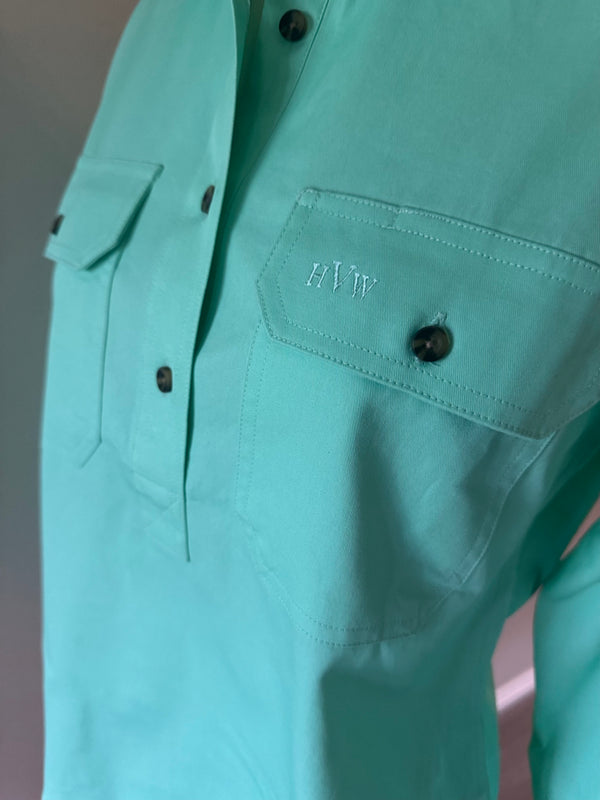 Ladies Work Shirt- Mint Green.