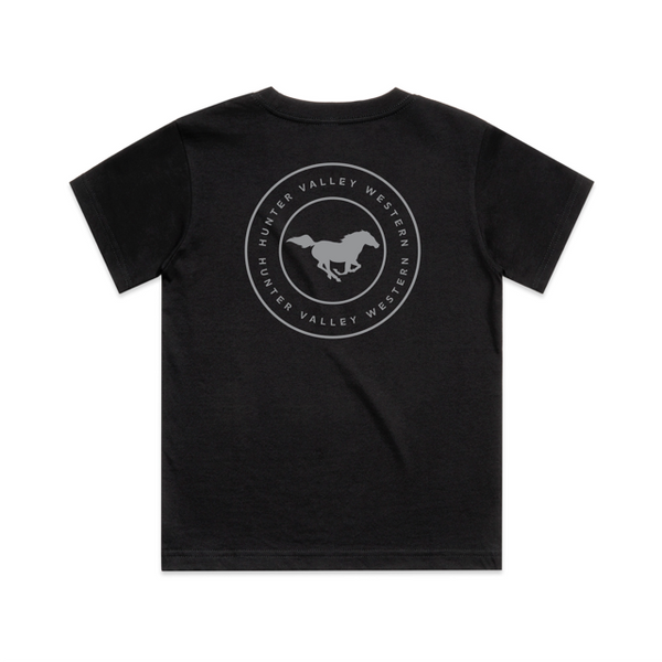 Hunter Valley Western Youth T-shirt - Black with Silver logo